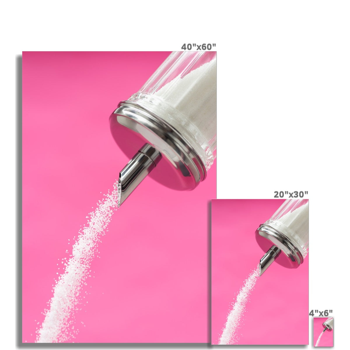 Sugar dispenser pouring against pink background Fine Art Print