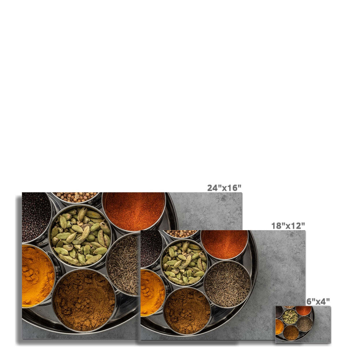 Flat lay of an spice tin (masala dabba)  Fine Art Print