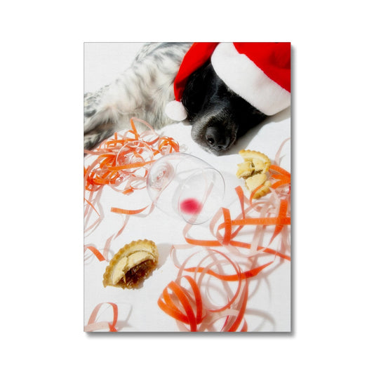 Sleeping dog after Christmas party Canvas
