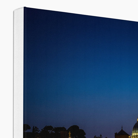 St Peter's Basilica. Ponte Vittorio Emanuele ll Vatican City at night, Rome, Italy. Canvas