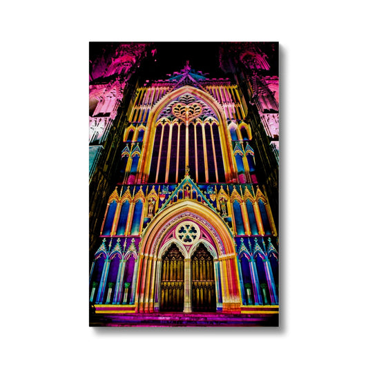 West front of York Minster, Illuminating York Festival. Canvas