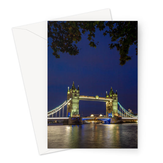Tower Bridge over the river Thames at night, London. Greeting Card