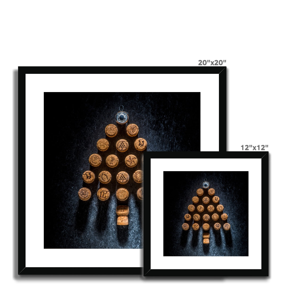 Champagne Corks Christmas Tree Framed & Mounted Print