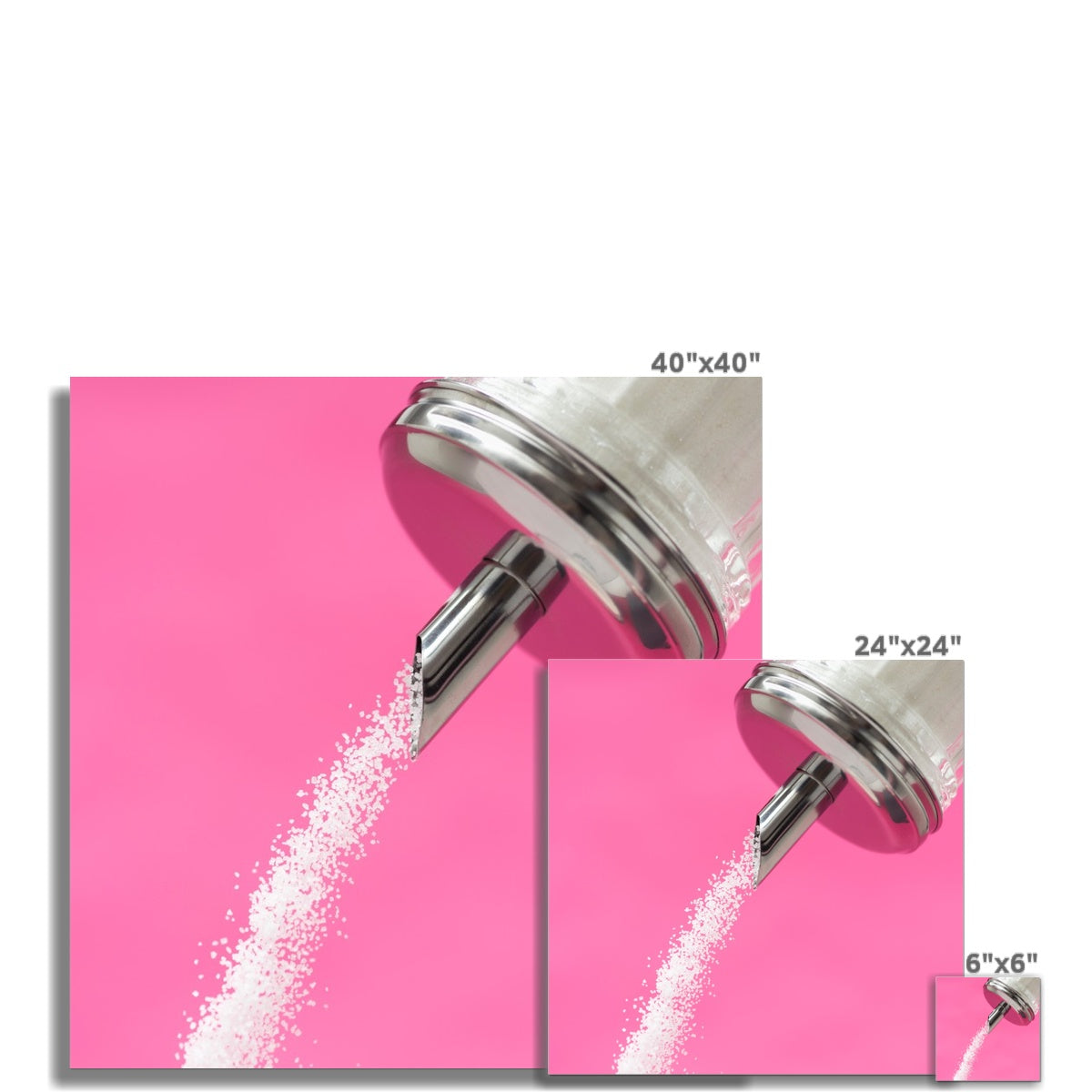 Sugar dispenser pouring against pink background Fine Art Print