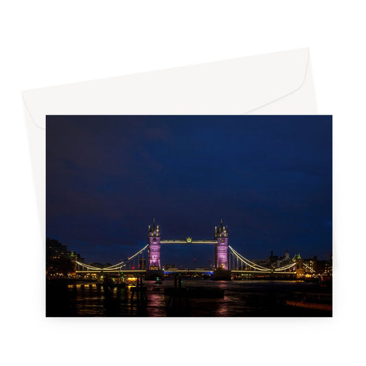 Tower Bridge over the river Thames at dusk, London. Greeting Card