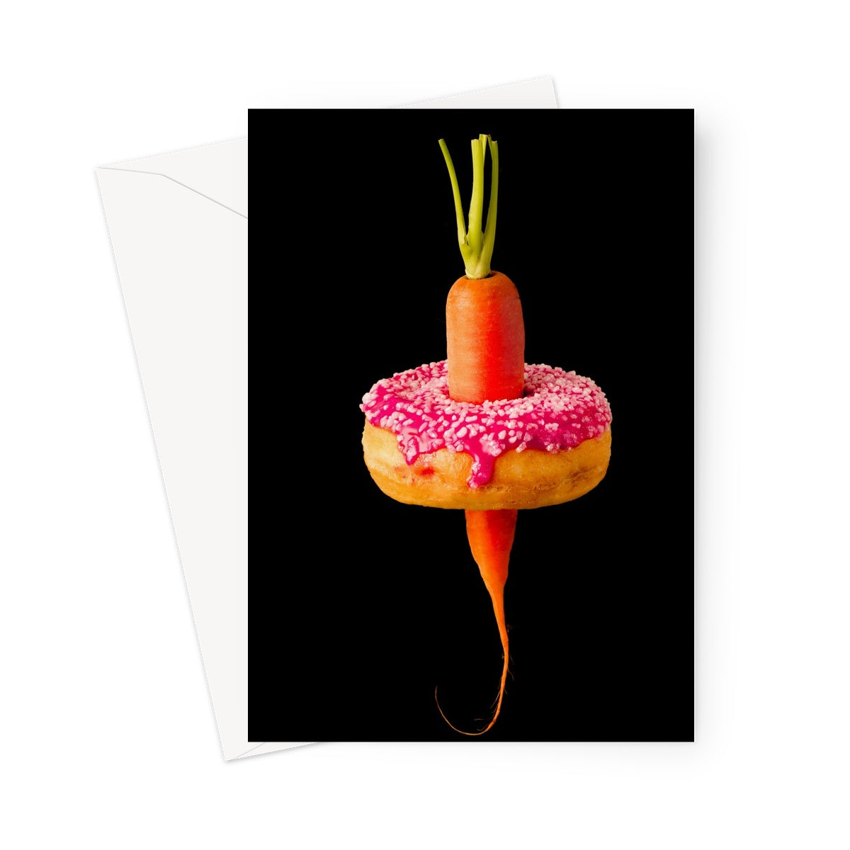 Carrot and Doughnut dilemma!  Greeting Card