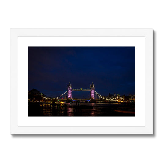 Tower Bridge over the river Thames at dusk, London. Framed & Mounted Print