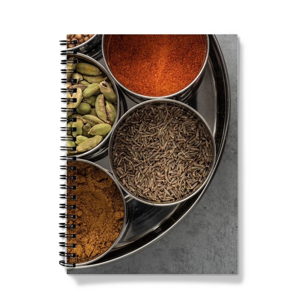 Flat lay of an spice tin (masala dabba)  Notebook