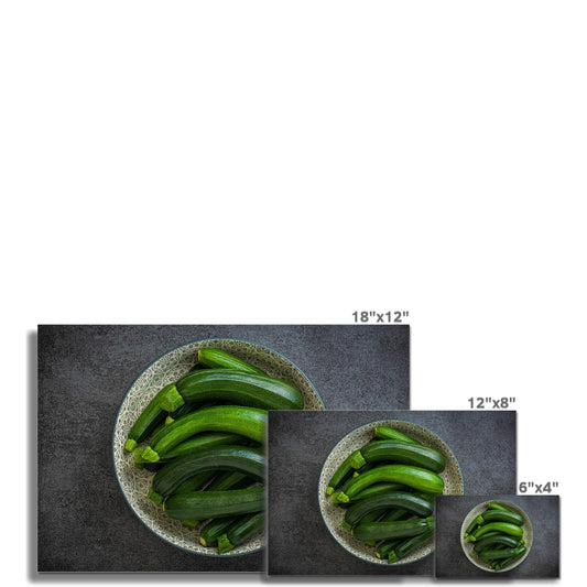 Bowl of green courgettes Fine Art Print