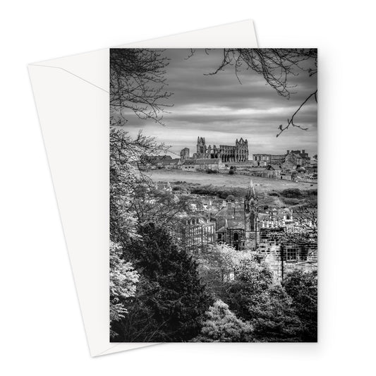 Whitby Abbey viewed from Pannett Gardens, Whitby, UK. Greeting Card
